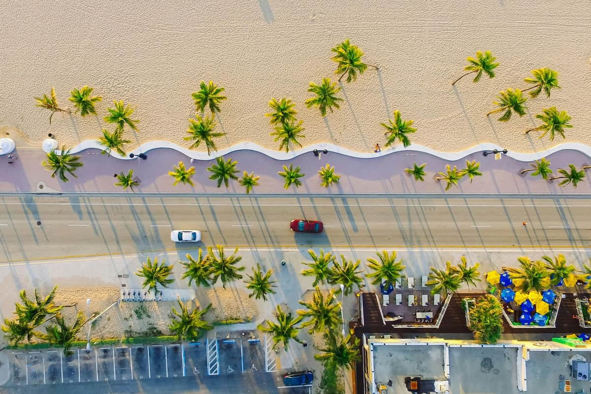 Miami: Small Group Guided City Tour + Everglades Airboat Ride Aerial photo of road next to a beach